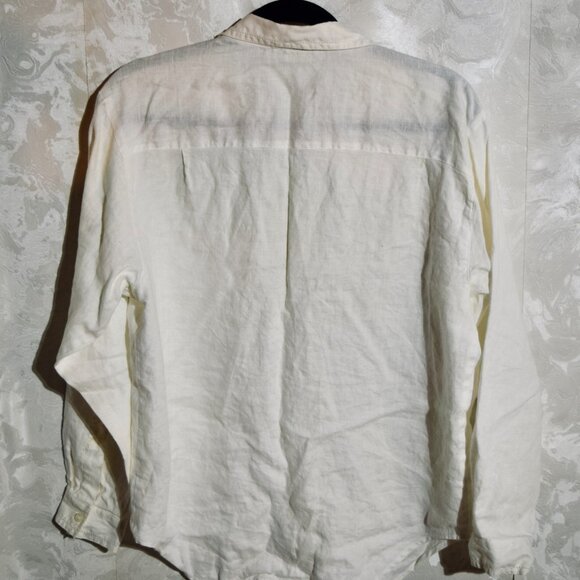 Vintage The Limited White Linen Long-Sleeve Blouse | Size L - Picture 4 of 4
